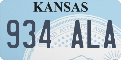 KS license plate 934ALA