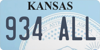 KS license plate 934ALL