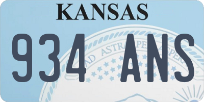 KS license plate 934ANS