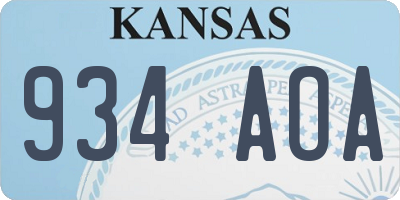 KS license plate 934AOA