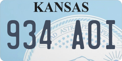 KS license plate 934AOI