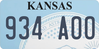 KS license plate 934AOO