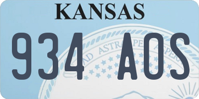 KS license plate 934AOS