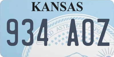 KS license plate 934AOZ