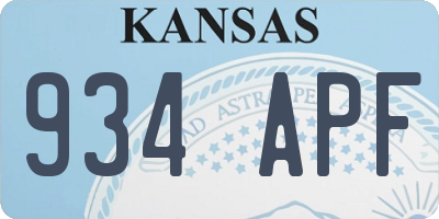 KS license plate 934APF