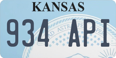 KS license plate 934API