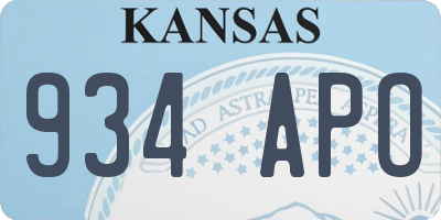 KS license plate 934APO
