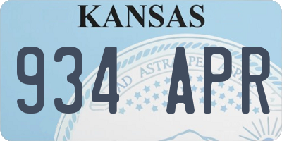 KS license plate 934APR