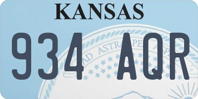 KS license plate 934AQR