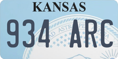 KS license plate 934ARC