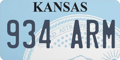 KS license plate 934ARM
