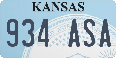 KS license plate 934ASA