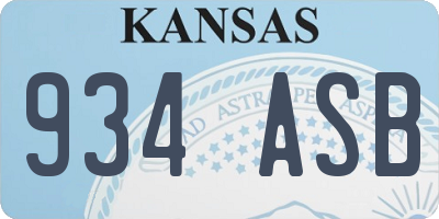 KS license plate 934ASB