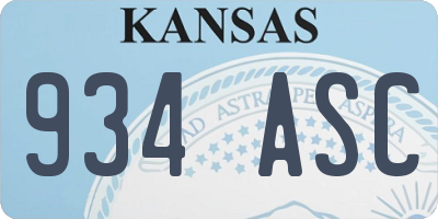 KS license plate 934ASC