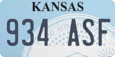 KS license plate 934ASF
