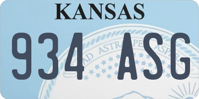 KS license plate 934ASG