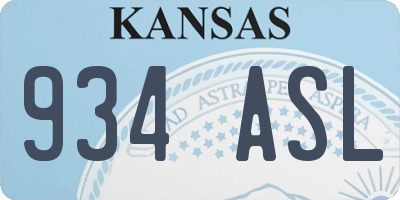 KS license plate 934ASL