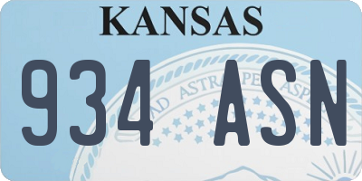 KS license plate 934ASN