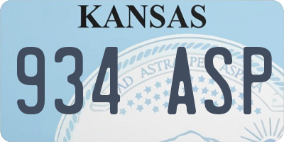 KS license plate 934ASP