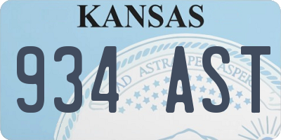 KS license plate 934AST