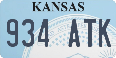 KS license plate 934ATK