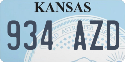 KS license plate 934AZD
