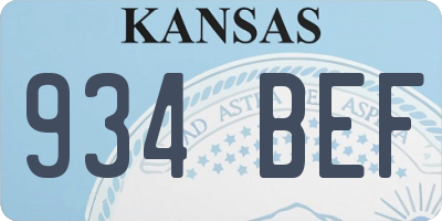 KS license plate 934BEF