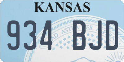 KS license plate 934BJD
