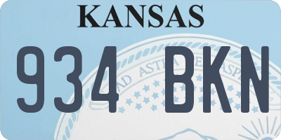 KS license plate 934BKN