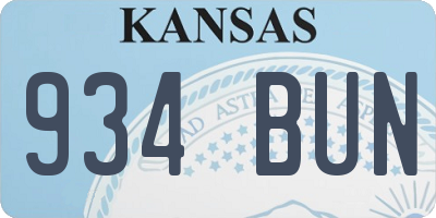 KS license plate 934BUN