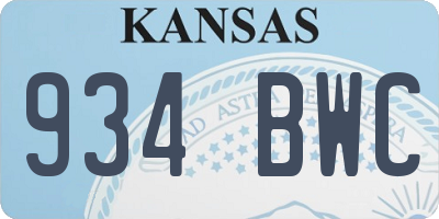 KS license plate 934BWC