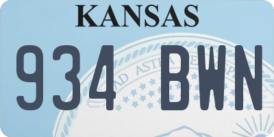 KS license plate 934BWN