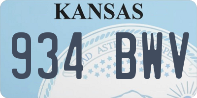 KS license plate 934BWV