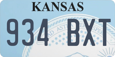 KS license plate 934BXT