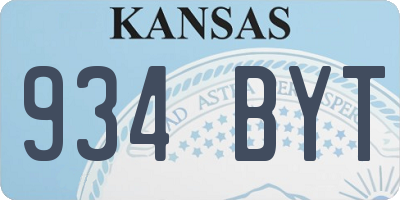 KS license plate 934BYT