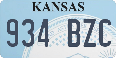 KS license plate 934BZC