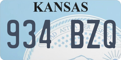 KS license plate 934BZQ