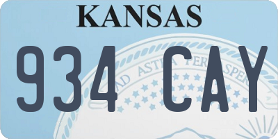 KS license plate 934CAY