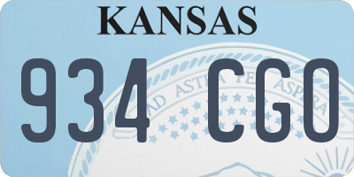 KS license plate 934CGO