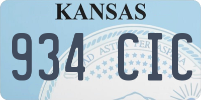 KS license plate 934CIC