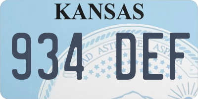 KS license plate 934DEF