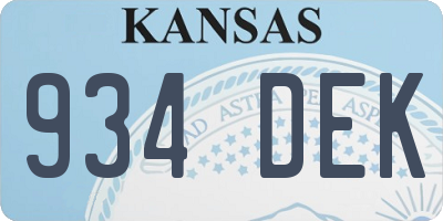 KS license plate 934DEK