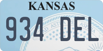 KS license plate 934DEL