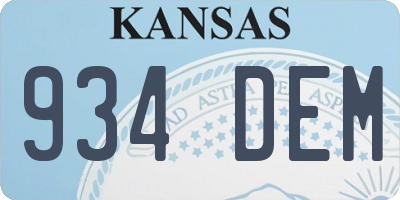 KS license plate 934DEM