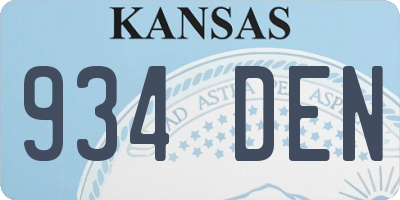KS license plate 934DEN