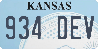 KS license plate 934DEV