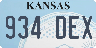 KS license plate 934DEX