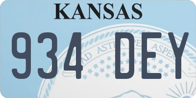 KS license plate 934DEY
