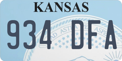 KS license plate 934DFA