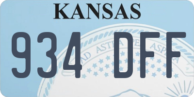 KS license plate 934DFF